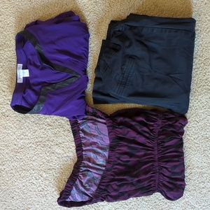 Maternity Bundle Motherhood & Liz Lange 2 Purple Shirts & Black Dress Pants Sz M